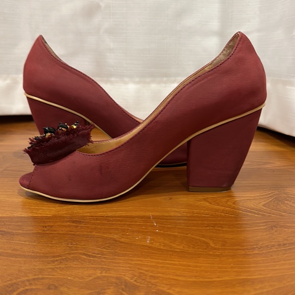 Klub Nico Open Toe Heels Color Wine Red Size 7M - Picture 9 of 16